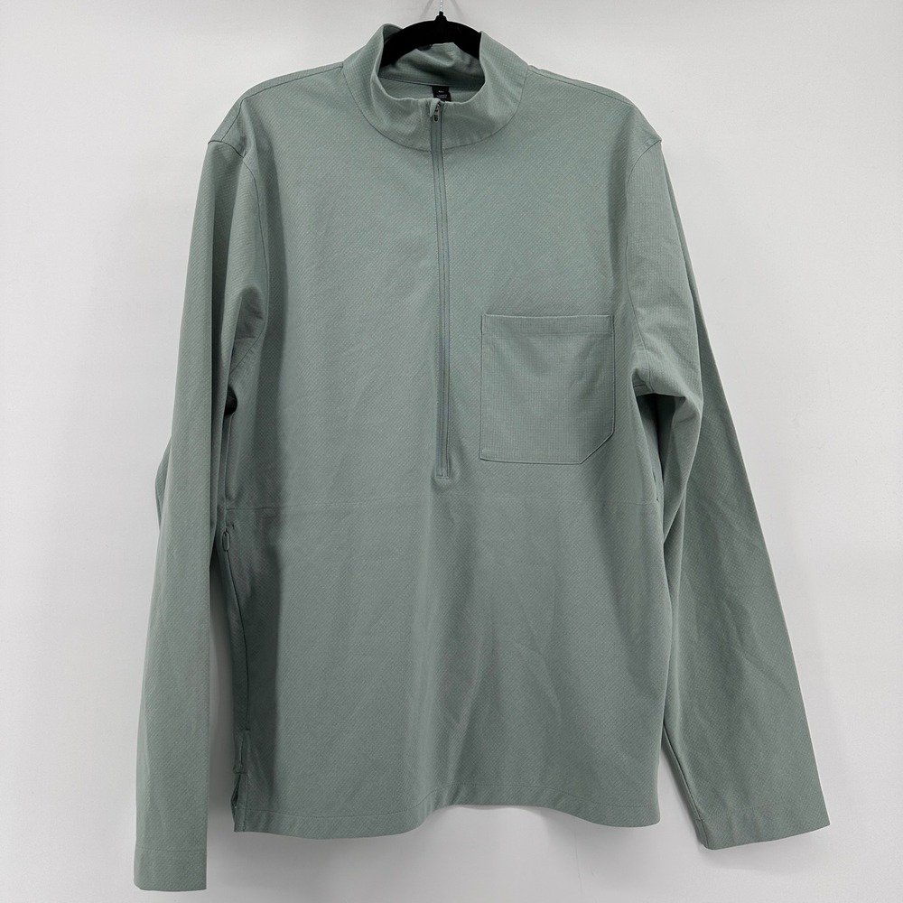 Lululemon Lab Mens Quarter Zip Pullover Sage Green Grid Texture LM3DJYS Size M